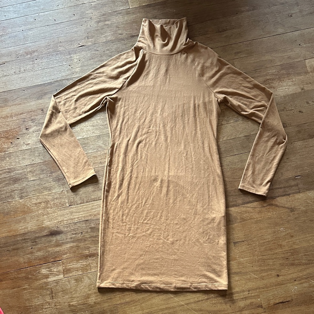 Forever 21 Tan Long Sleeve Bodycon Turtleneck Dress - L